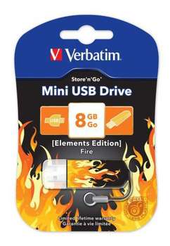 Flash-носитель Verbatim 8Gb Store n Go Mini ELEMENTS EDITION 98158 USB2.0 Fire