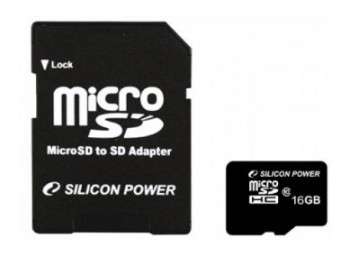 Карта памяти Silicon Power Флеш карта microSDHC 16Gb Class10 SP016GBSTH010V10-SP + adapter