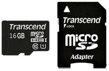 Карта памяти Transcend Флеш карта microSD 16Gb TS16GUSDU1 w/adapter