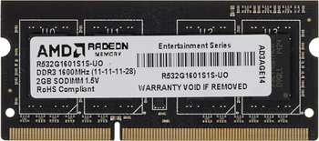 Оперативная память AMD SO-DDR3 2Gb 1600MHz (R532G1601S1S-UO) RTL blue