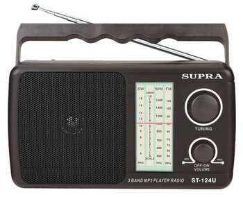Радиоприемник SUPRA портативный  ST-124U черный USB SD