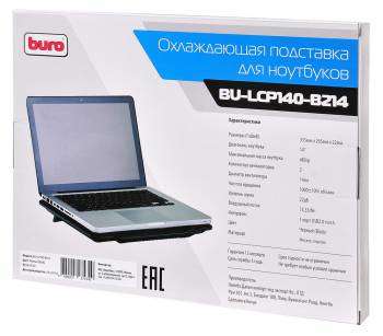 Аксессуар для ноутбука BURO Подставка для ноутбука BU-LCP140-B214 14"335x265x22мм 1xUSB 2x 140ммFAN 480г металлическая сетка/пластик черный
