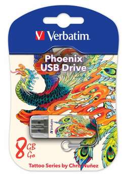 Flash-носитель Verbatim 8Gb Store n Go Mini Tattoo Phoenix 49883 USB2.0 белый/рисунок