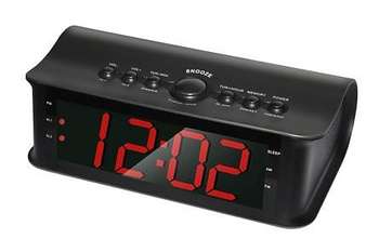 Радиобудильник ROLSEN CR-180 черный LCD подсв:красная часы:цифровые AM/FM