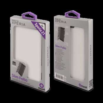 Аксессуар для смартфона MUVIT Чехол for Xperia Slim Folio для Sony Xperia Z1 кожа, белый SESLI0057