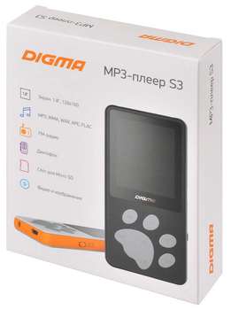 MP3-плеер Digma Плеер Flash S3 4Gb белый/оранжевый/1.8"/FM/microSD