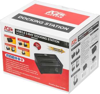 Бокс для HDD AgeStar Док-станция для HDD 3UBT8 SATA III пластик черный 1