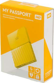 Внешний накопитель WD USB 3.0 4Tb BUAX0040BYL-EEUE My Passport 2.5" желтый