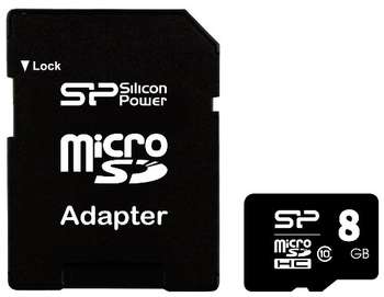 Карта памяти Silicon Power microSDHC 8Gb Class10 SP008GBSTHBU1V10SP Elite + adapter