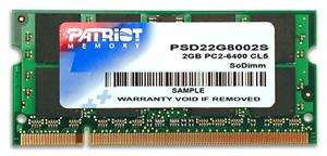 Оперативная память Patriot 2GB PC6400 DDR2 SO PSD22G8002S