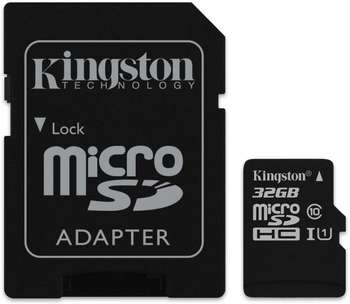 Карта памяти Kingston microSDHC 32Gb Class10 SDCS/32GB Canvas Select + adapter