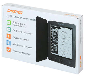 Электронная книга Digma R656 Cover 6" E-Ink Carta 800x600 600MHz/4Gb/microSDHC/подсветка дисплея темно-серый
