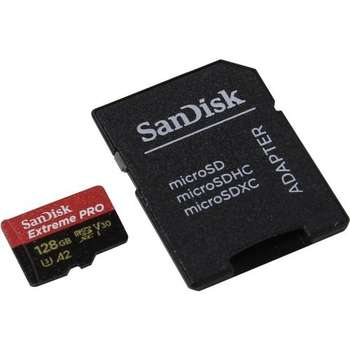 Карта памяти SanDisk Extreme Pro microSDXC 128GB + SD Adapter + Rescue Pro Deluxe 170MB/s A2 C10 V30 UHS-I U3 SDSQXCY-128G-GN6MA
