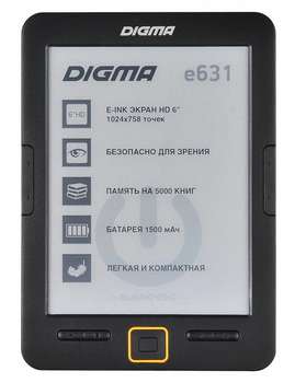 Процессор Digma E631 6" E-ink HD 1024x758 600MHz 128Mb/4Gb/microSDHC черный