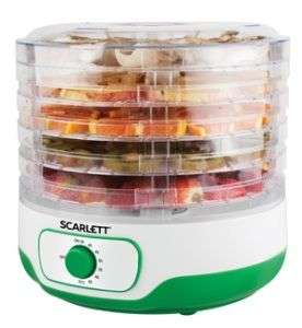 Сушилка для овощей и фруктов SCARLETT Сушка для фруктов и овощей SC-FD421011 5под. 250Вт зеленый