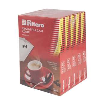 Аксессуары для кофеварок FILTERO Фильтры для кофе для кофеварок  №4 белый 1х4