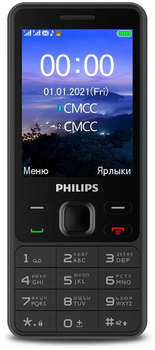 Сотовый телефон Philips Мобильный телефон E185 Xenium 32Mb черный моноблок 2Sim 2.8" 240x320 0.3Mpix GSM900/1800 GSM1900 MP3 FM microSD max16Gb