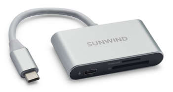 Аксессуар для ноутбука SUNWIND Устройство чтения карт памяти Type C SW-CR051-S серебристый