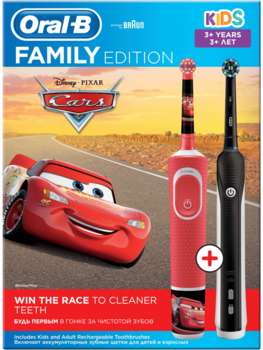 Зубная щетка Oral-B Набор электрических зубных щеток Family Edition Pro 1 700+Kids Cars черный/красный