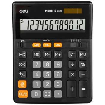 Калькулятор DELI настольный EM888 черный 12-разр. [1423020]