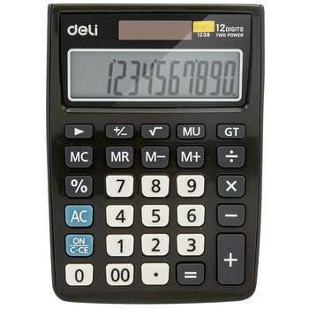 Калькулятор DELI настольный E1238black черный 12-разр. [1003509]