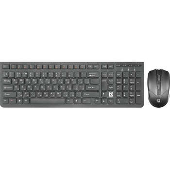 Комплект (клавиатура+мышь) DEFENDER Набор беспроводной Columbia C-775RU, USB, клавиатура, мышь 2 кнопки + 1 колесо-кнопка, черный, 45775