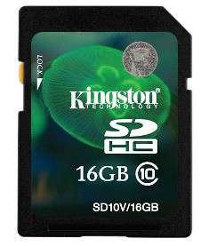 Карта памяти Kingston SDHC 16Gb Class10 SD10V/16GB