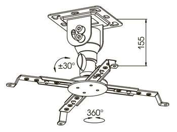 Кронштейн для проекторов Kromax PROJECTOR-10 белый макс.20кг потолочный поворот и наклон 20146