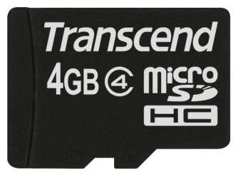 Карта памяти Transcend microSDHC 4Gb Class4  TS4GUSDHC4 + adapter