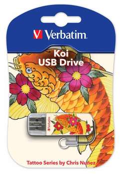Flash-носитель Verbatim 16Gb Store n Go Mini Tattoo Koi 49886 USB2.0 белый/рисунок