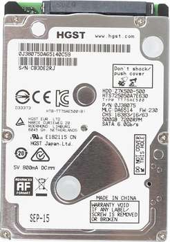 Жесткий диск HDD HGST SATA-III 500Gb HTS725050A7E630 Travelstar Z7K500  32Mb 2.5"