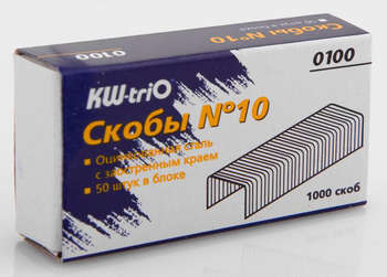 Канцтовар KW-TRIO Скобы для степлера N10 0100 оцинкованные кор.карт.