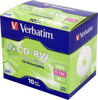 Оптический диск Verbatim CD-RW 700Mb 12x Jewel case 43148