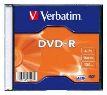 Оптический диск Verbatim DVD-R 4.7Gb 16x Slim case 100 шт 43547