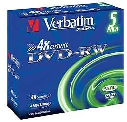 Оптический диск Verbatim DVD-RW 4.7Gb 4x Jewel case 43285