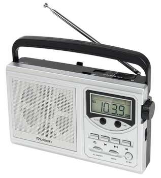Радиобудильник ROLSEN RBM-217 серебристый LCD часы:цифровые AM/FM/УКВ/КВ