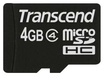 Карта памяти Transcend 4GB microSDHC Class4  TS4GUSDC4