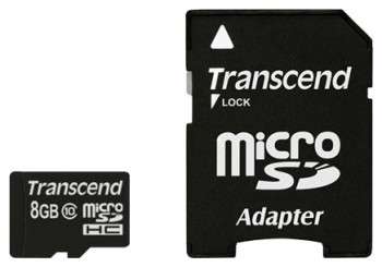 Карта памяти Transcend Флеш карта microSDHC 8Gb Class10  TS8GUSDCU1 Premium w/o adapter