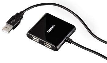 Маршрутизатор Hama USB 2.0  Square1:4 4порт. черный