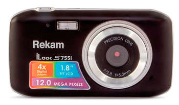 Фотокамера REKAM Фотоаппарат iLook S755i черный 12Mpix 1.8" SD/MMC CMOS/Li-Ion