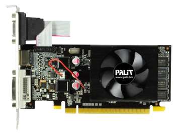 Видеокарта Palit VGA  NVIDIA GeForce GT 610, 1Gb GDDR3/64-bit, PCI-Ex16 3.0,  DVI, HDMI, VGA, 1-slot cooler, Retail