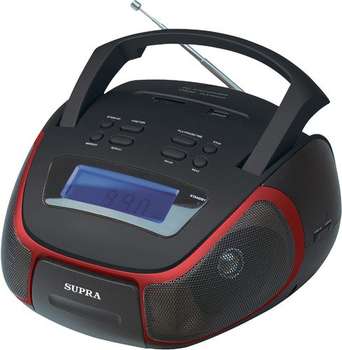 Магнитола SUPRA Аудио  BB-25MUS черный/красный 1.5Вт/MP3/FM/USB/SD
