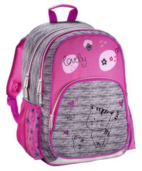 Школьный рюкзак Hama LOVELY CAT серый/розовый