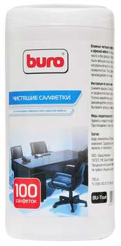 Струйный картридж BURO Салфетки BU-Tsurl для пластиковых поверхностей и офисной мебели туба 100шт влажных