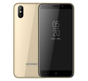 Смартфон Doogee X50 Gold, 5'' 960x480, 1.3GHz, 4 Core, 1GB RAM, 8GB, up to 128GB flash, 5Mpix+0.3Mpix/5Mpix, 2 Sim, 2G, 3G, BT, Wi-Fi, GPS, Micro-USB, 2000mAh, Android 8.1 Oreo версия GO, 142g, 139x67.4x9mm X50_Gold