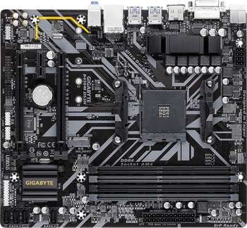 Материнская плата Gigabyte B450M DS3H Soc-AM4 AMD B450 4xDDR4 mATX AC`97 8ch GbLAN RAID+DVI+HDMI