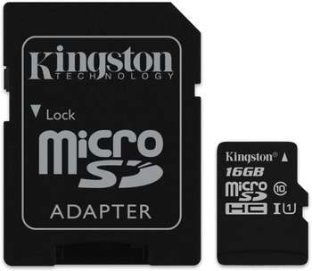 Карта памяти Kingston Флеш карта microSDHC 16Gb Class10 SDCS/16GB Canvas Select + adapter