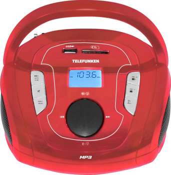Магнитола TELEFUNKEN АудиоTF-SRP3471B красный 3Вт/MP3/FM/USB/BT/SD