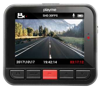Автомобильный видеорегистратор Playme Видеорегистратор  MIDI черный 3.5Mpix 2304x1296 1296p 150гр. MSTAR MSC8328
