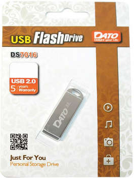 Flash-носитель DATO Флеш Диск 64Gb DS7016 DS7016-64G USB2.0 серебристый